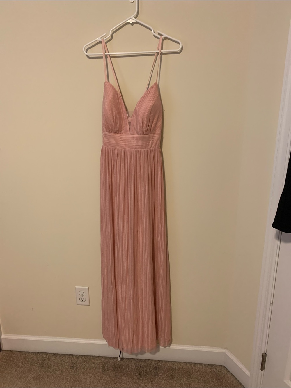 Women's Blush Pink Pleated Maxi Dress